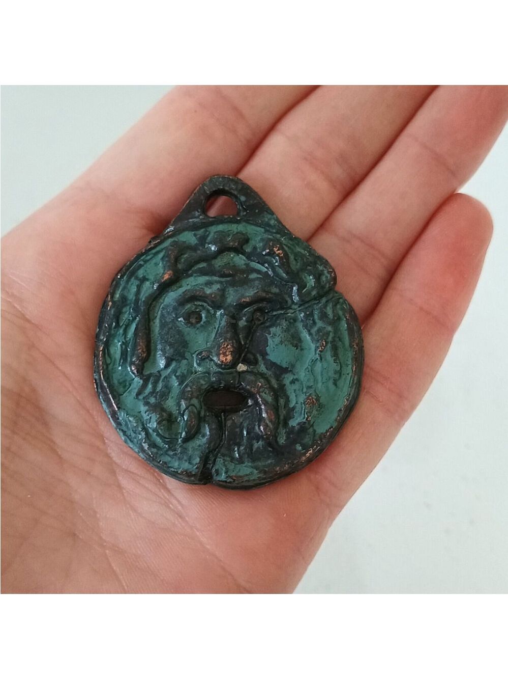 RARE Vintage Bocca Della Verita Bronze? Keychain Charm Pendant Coin 74 Grams